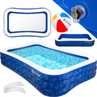 KESSER® Aufblasbarer Pool Familienpool für Kinder und Erwachsene Planschbecken Kinderfreundlich mit Entwässerungslöcher Blau, 2.4 Meter