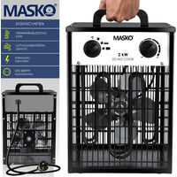 MASKO® Elektroheizer Heizlüfter Bauheizer mit integriertem Thermostat elektrisch Heizgerät mit 3 Heizstufen Heizgebläse für Innen- und Außeneinsatz Überlastschutz Elektroheizgebläse , Weiß, 2 KW