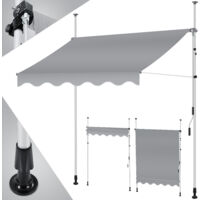 KESSER® Klemmmarkise mit Handkurbel Balkon Balkonmarkise ohne Bohren UV-beständig höhenverstellbar wasserabweisend Sonnenschutz Terrassenüberdach Grau / 350cm