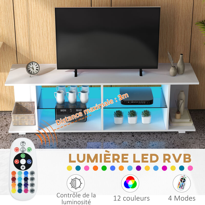 Meuble TV Songmics avec éclairage LED pour téléviseurs jusqu'à 60