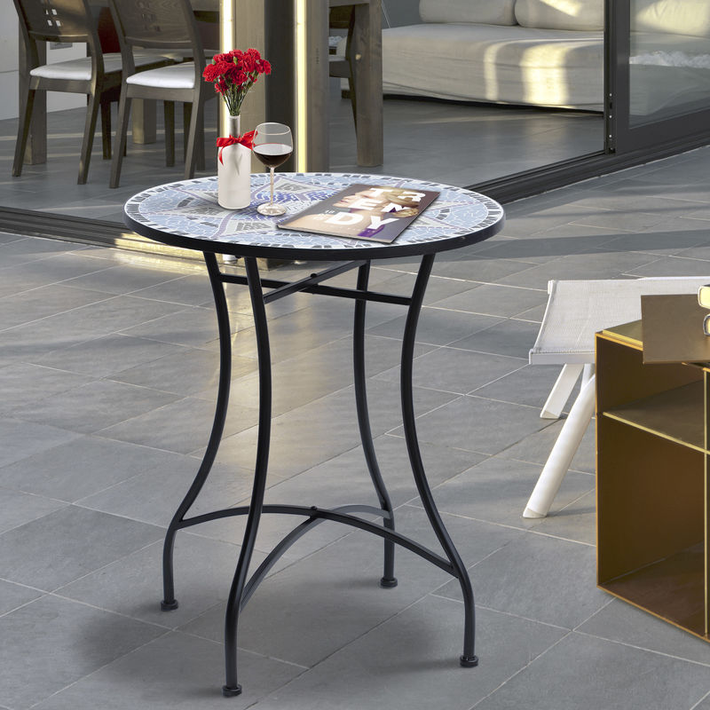 Table d'appoint pliante en mosaïque, cadre en acier massif, motif de  mosaïque exquis Unique, Design pliable, Table basse d'arrière-cour -  AliExpress