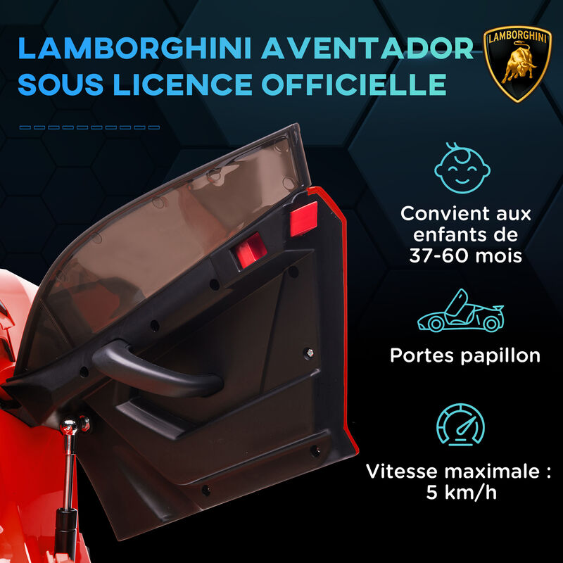 HOMCOM Voiture électrique licence Lamborghini Veneno 12V pour enfants avec  portes papillon télécommande musique blanc