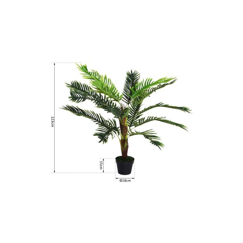 Palmier Artificiel 1,70m Outsunny - Arbre Tropical Grand Réalisme Avec Pot Inclus Pour Intérieur Extérieur