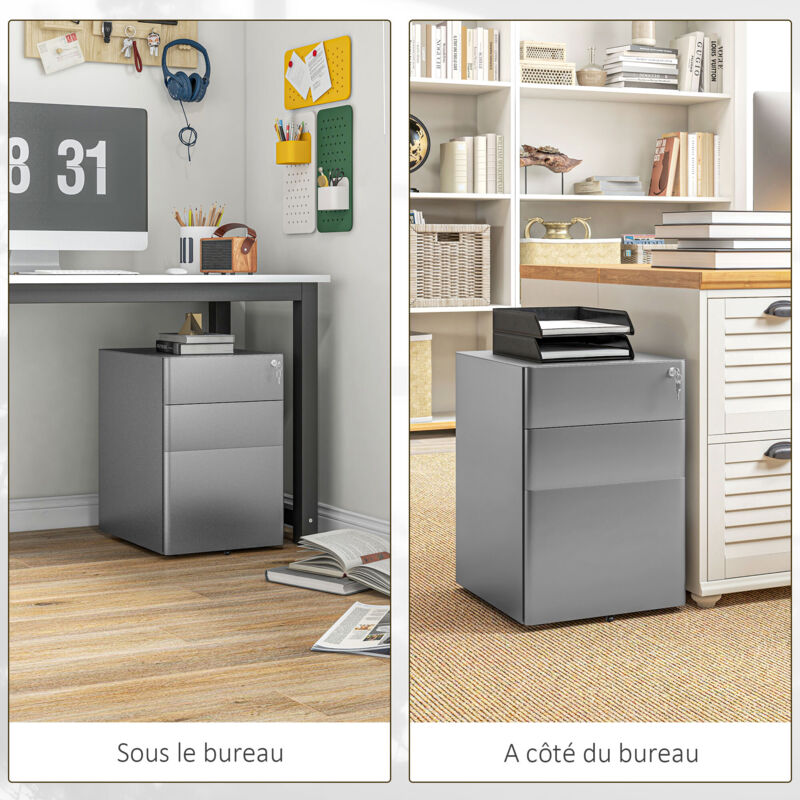 Vinsetto Caisson De Bureau Avec Roulettes, Meuble Armoire De Bureau