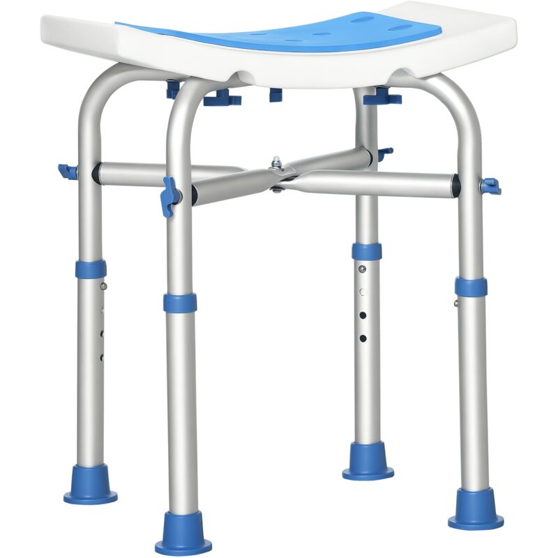 HOMCOM Tabouret de Douche Siège de Bain Hauteur Réglable 35,5-48,5 cm Pivotant à 360° en Aluminium avec Pieds Antidérapants en Caoutchouc TPR Max 135 kg Blanc et Vert