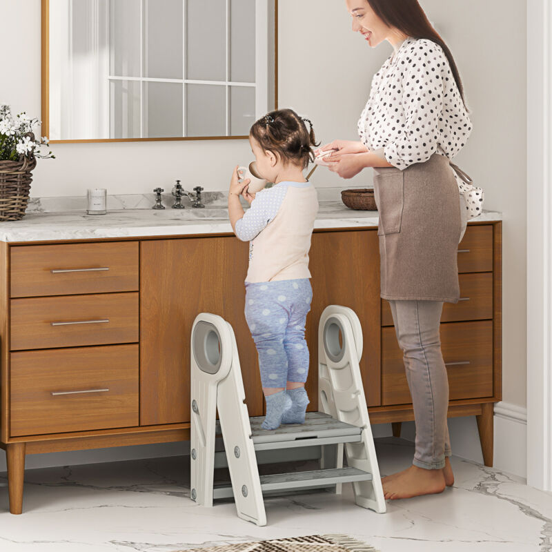 Marchepied Pliable Portable 2 Marches - Antidérapant, Jusqu'à 100 Kg, Idéal Cuisine & Salle De Bain