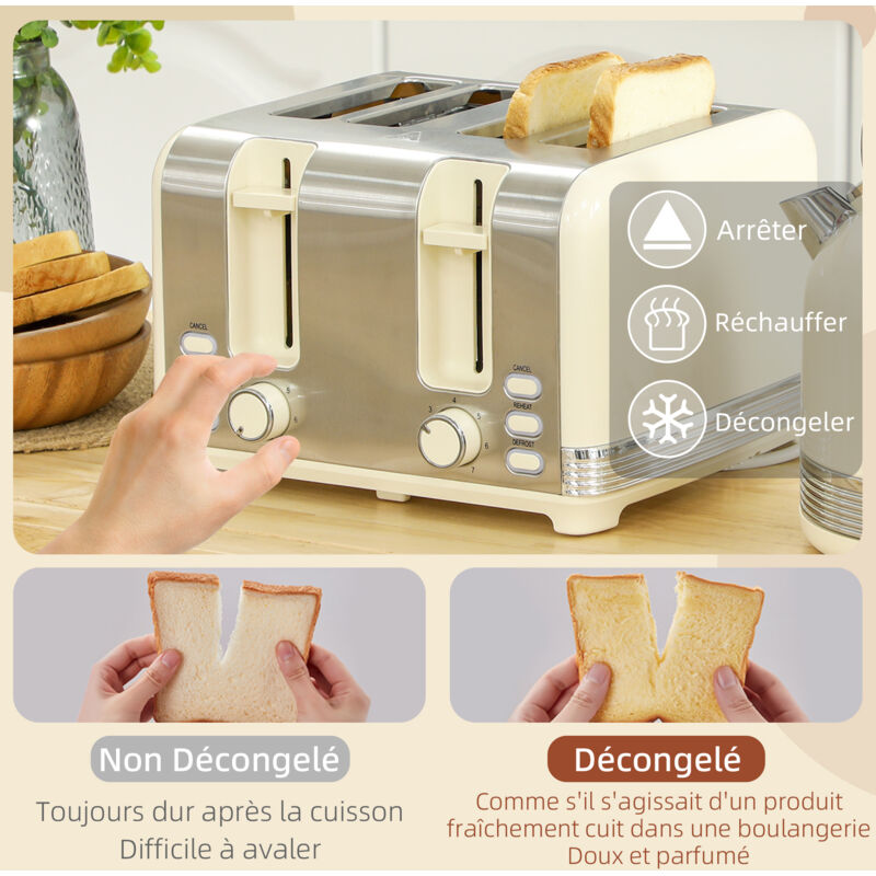 Ensemble De Cuisine 2 En 1, Grille-pain Et Bouilloire Plusieurs Options 1 7 L Grille 4 Tranches A Fois Plastique Gris 99532741