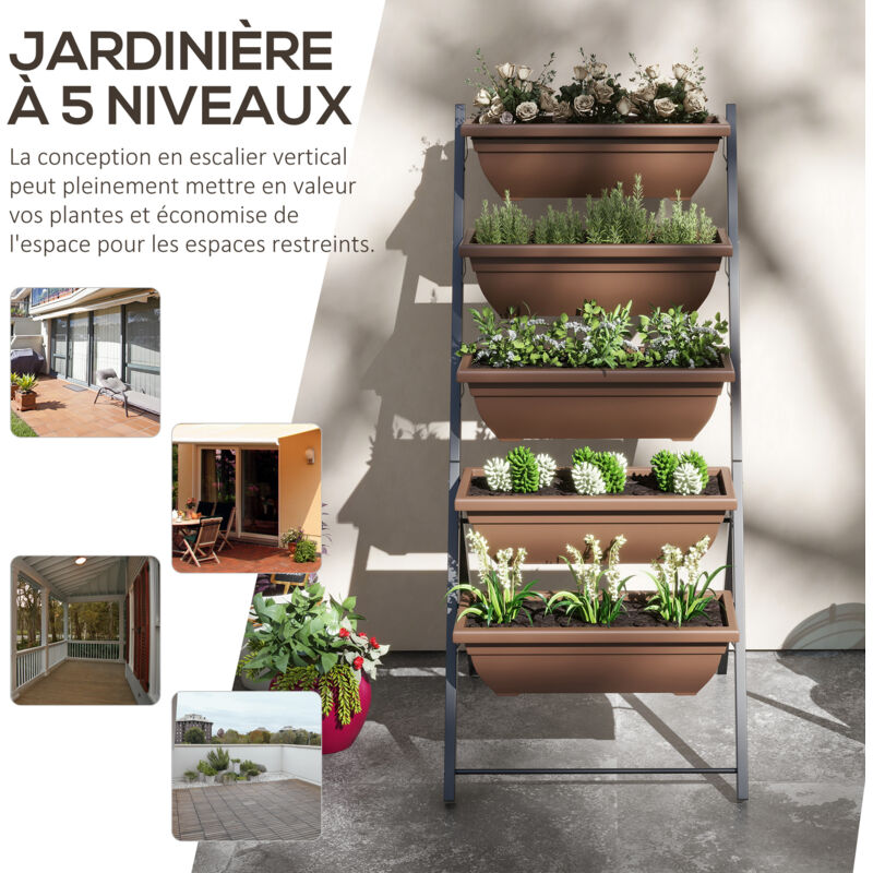Outsunny Jardinière Sur Pieds Potager 104 X 39 X 80 Cm - Métal Avec Étagère, Roues Et Insert Irrigation - Noir