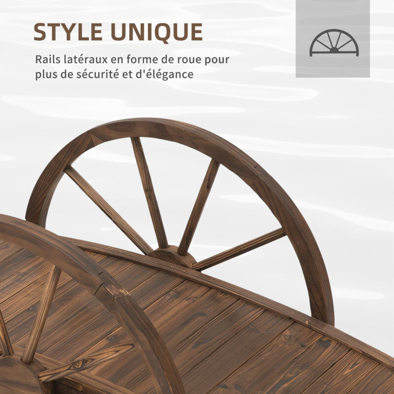 Pont De Jardin En Bois Sapin Massif Avec Balustrade - Pont Décoratif Charge 180kg - Marron
