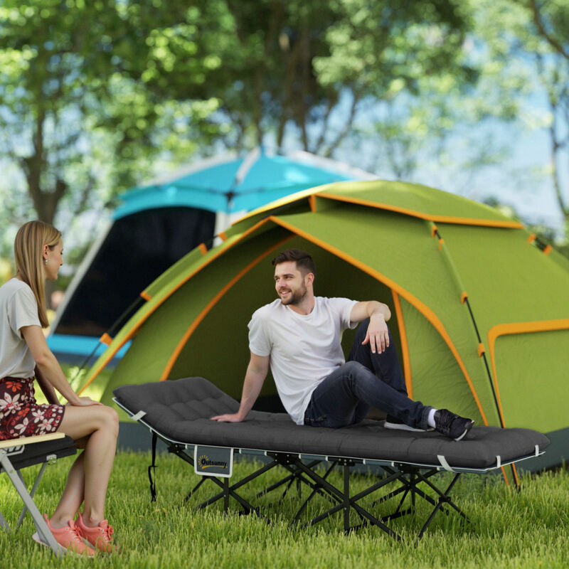 Grand lit de camping pliant noir - Tatouthèque