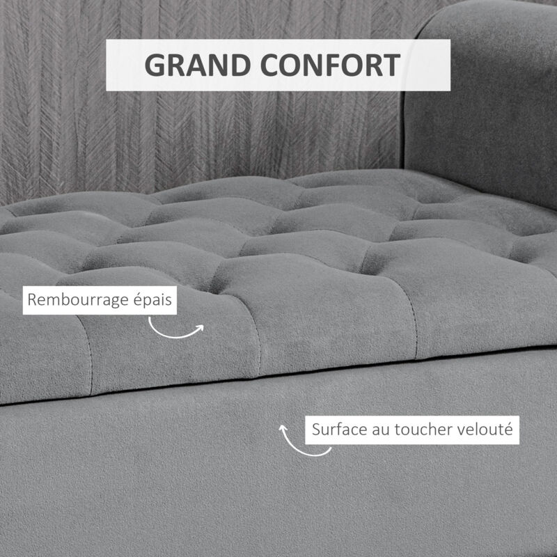 HOMCOM Banc De Rangement Bout De Lit Coffre Velours Beige Doré - 79,5 X 37,5 X 43 Cm - Style Classique Chic