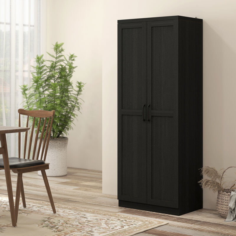 HOMCOM Armoire de Cuisine Buffet Haut 4 Portes Dont 2 Portes vitrées et 1 tiroir Hauteur 160 cm avec étagères réglables, Blanc