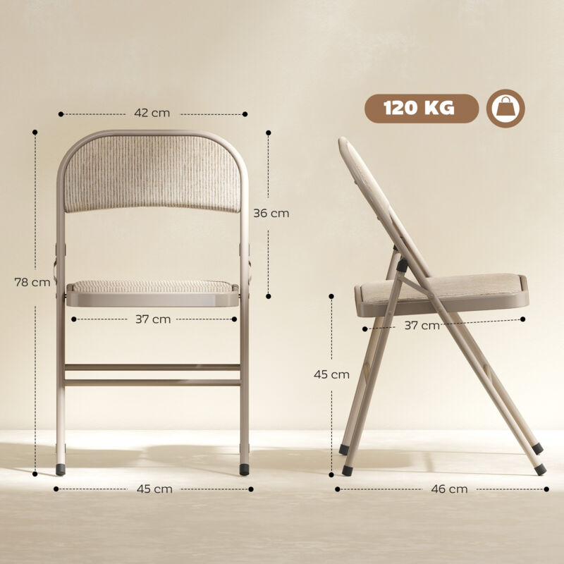 HOMCOM Lot De 2 Chaises Pliantes Salle à Manger - Chaises Portables Avec Coussin Noir 45x46x78cm