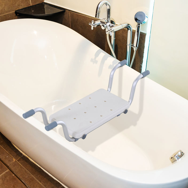 Siège de baignoire en inox extensible de 65 à 91 cm blanc charge maximale  90 Kg
