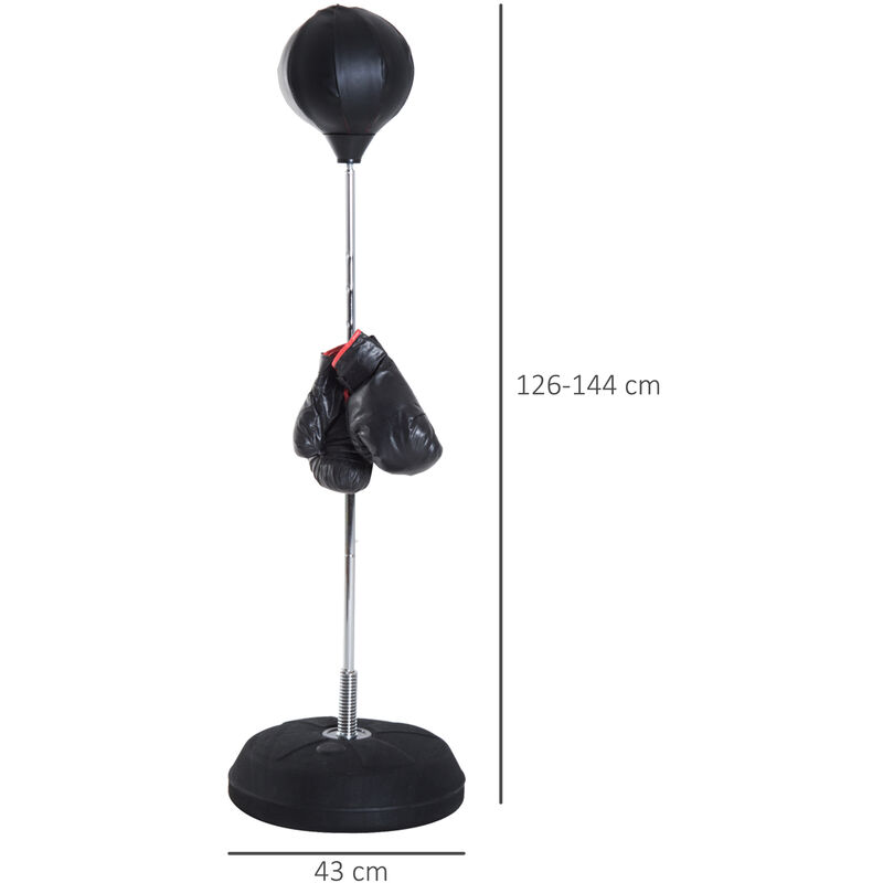 HOMCOM Punching ball sur pied réglable en hauteur 126-144 cm avec