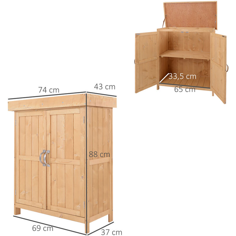 Outsunny Armoire de rangement de jardin sur pied, table de