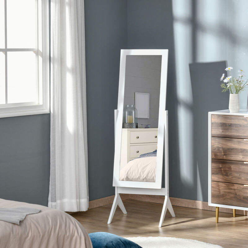 Miroir à pied inclinaison réglable dim. 47L x 46l x 148H cm MDF blanc 2