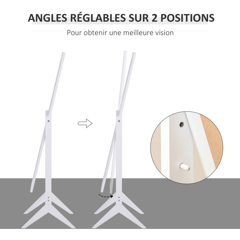 Miroir à pied inclinaison réglable dim. 47L x 46l x 148H cm MDF blanc 3