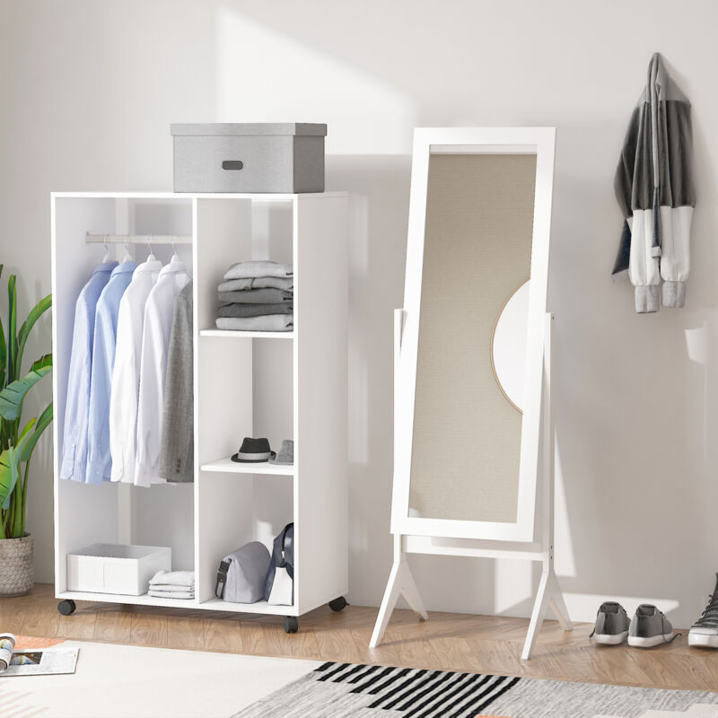 Miroir à pied inclinaison réglable dim. 47L x 46l x 148H cm MDF blanc 4
