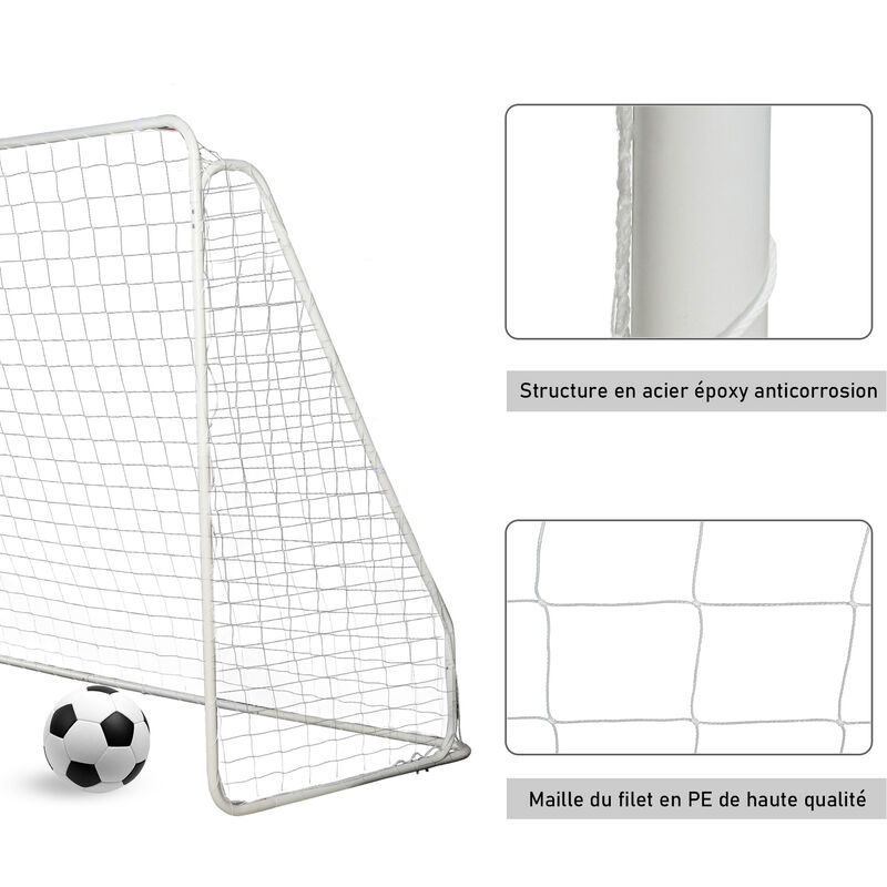 Set de 2 mini cages de football pliables avec filet - dim. 90L x 36l x 60H  cm - métal époxy rouge oxford noir - Accessoire football - Achat & prix