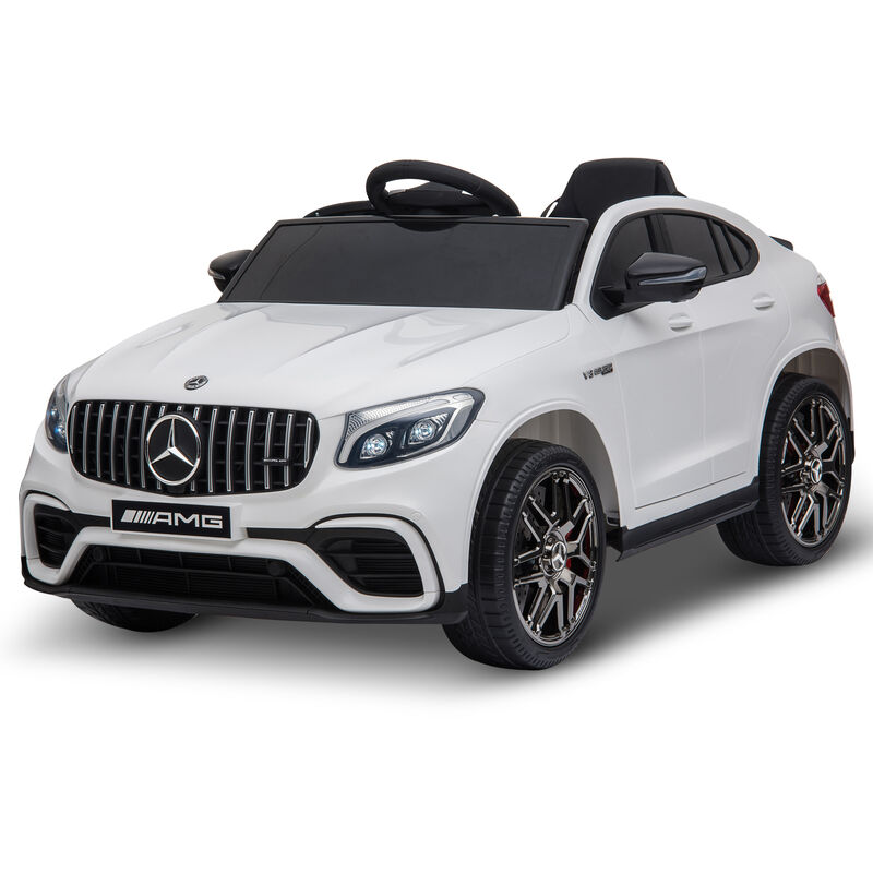 Voiture électrique pour Enfants 12V Mercedes Benz AMG avec Télécommande  2,4G, Véhicules électriques 2 portes avec MP3, Klaxon, Feux LED et ceinture  de sécurité pour Enfants à Partir de 3 ans,Blanc 