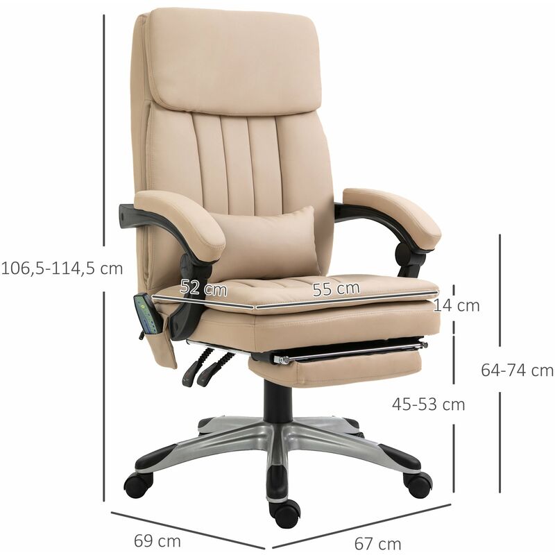 Chaise de Bureau Assise Haute, 64L x 60l x 104-124H cm, Repos-pied  Réglable, Vérin