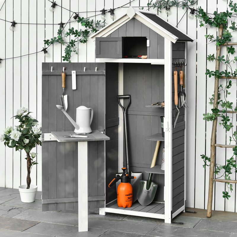 DREAMADE Remise à outils d'armoire de jardin avec étagère en sapin