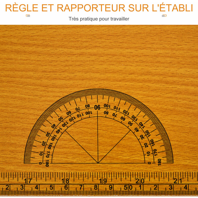 HOMCOM Établi atelier pliant table de travail pliable avec règle et  rapporteur MDF 100 x 60 x 75,5 cm jaune noir