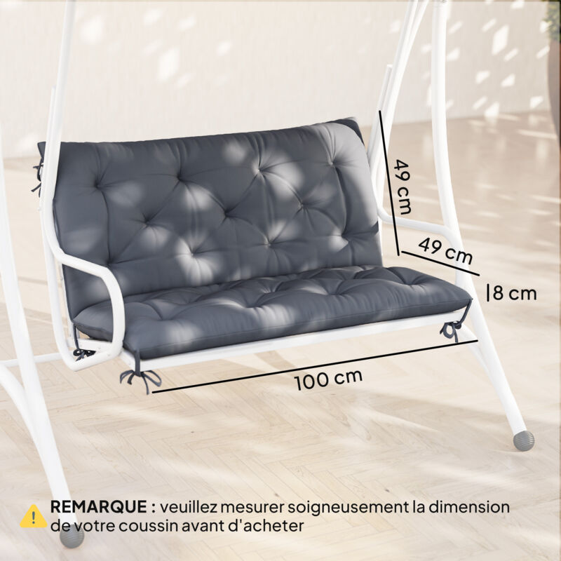 Coussin Pour Banc Ambientehome 100 X 98 X 8 Cm - Gris Foncé Intérieur Extérieur