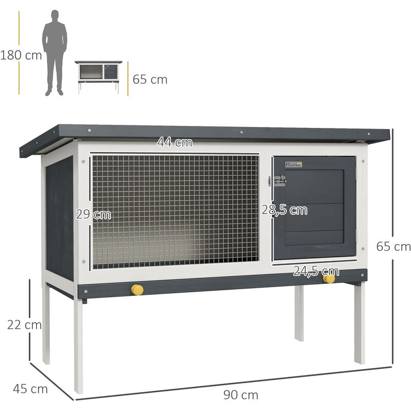 Clapier cage à lapins extérieur intérieur pliable 2 portes supérieures 181L  x 100l x 48H cm bois massif pin - Lapins - Achat & prix