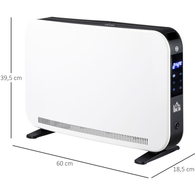 HOMCOM Radiateur mural soufflant 2000 W max. - chauffage céramique PTC -  température réglable, timer, oscillation - télécommande incluse blanc noir  pas cher 