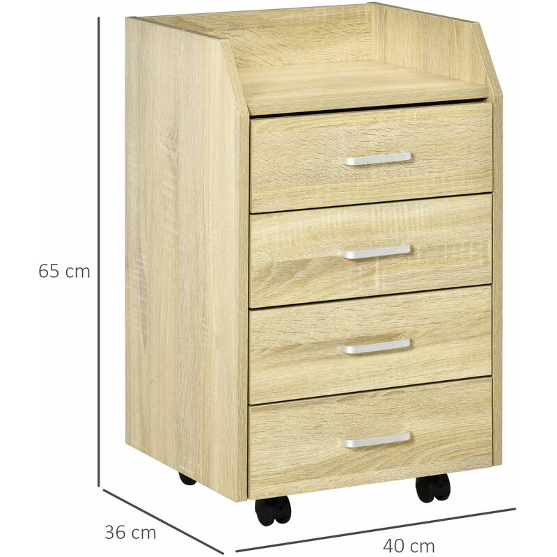 Vinsetto Caisson de bureau en bois caisson de rangement armoire à double  porte métal étagère réglable design simple moderne 62 x 30 x 67 5 cm bois  naturel et blanc