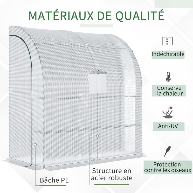 Serre pop-up avec portes et fenêtres enroulables, housse en polyéthylène  résistant, protection hivernale pour les plantes, maintien rapide et  sécurisé (122 x 12…