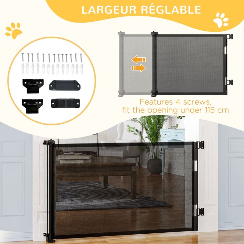 Barrière de sécurité barrière animaux rétractable automatique 1,65L x 0,85H  m teslin alu. PVC