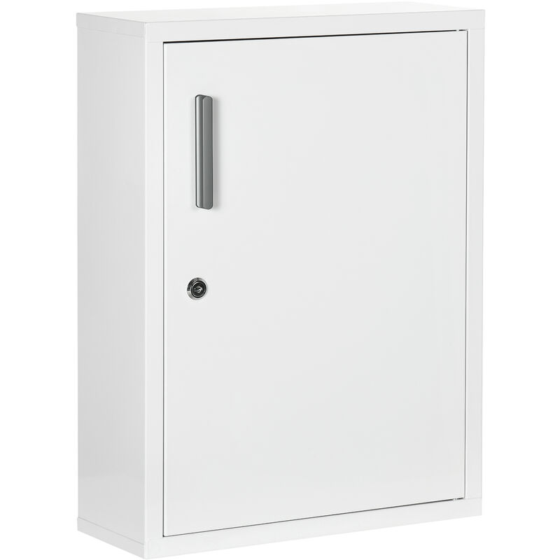 Armoire Médicale Métal Verrouillable Avec Porte Verre Dépoli - 50x30x15cm