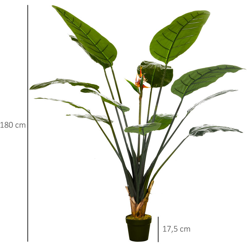 Plante artificielle monstera h. 180 cm feuilles de tortue réalistes pot  inclus Couleur vert Homcom