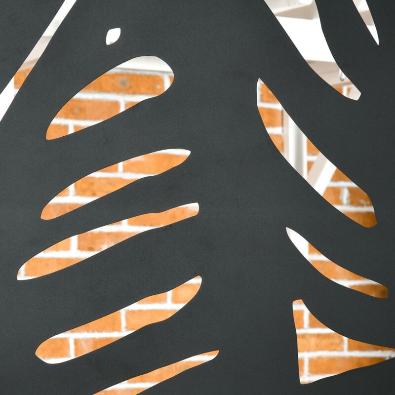 Panneau décoratif extérieur métal - brise vue motif feuilles - visserie  incluse - dim. 122L x 45l x 198H cm - acier thermolaqué noir
