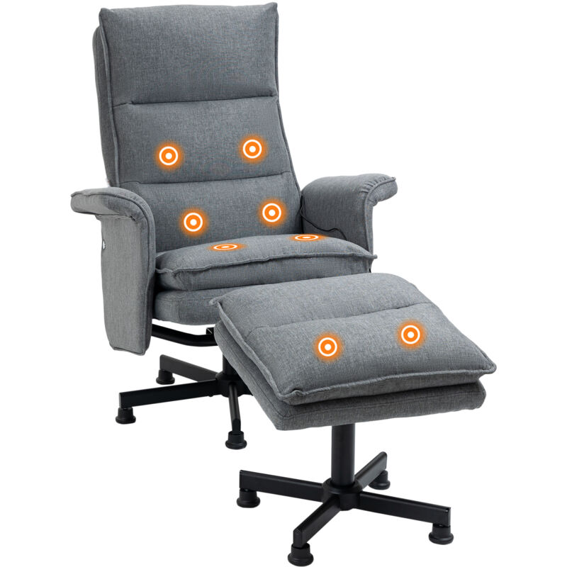 Fauteuil Relax Inclinable 135° Avec Repose-Pieds - Pivotant 360°, Rembourrage Confort, Revêtement Synthétique Noir