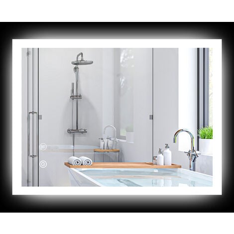 Miroir Lumineux LED 22 W Interrupteur Tactile + Étagère 50l X 70h Cm -  Miroir salle de bain BUT