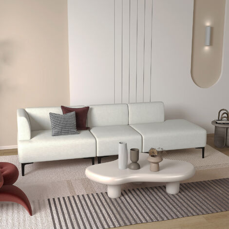 Yaheetech Canapé 3 Places Design Modern Sofa Revêtement Tissu
