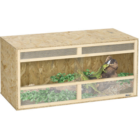 Pawhut – Terrarium pour reptiles 100x47x47cm – Panneaux OSB isolants – Verre trempé pour observation – Ventilation optimale