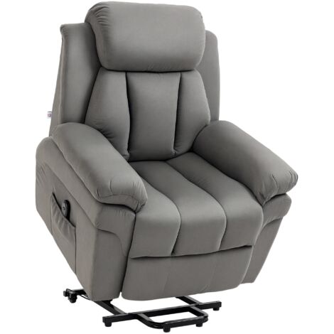 Homcom – Fauteuil relax électrique inclinable avec repose-pieds ajustable – Tissu flanelle 100% polyester – Dimensions 96L x 93l x 105H cm