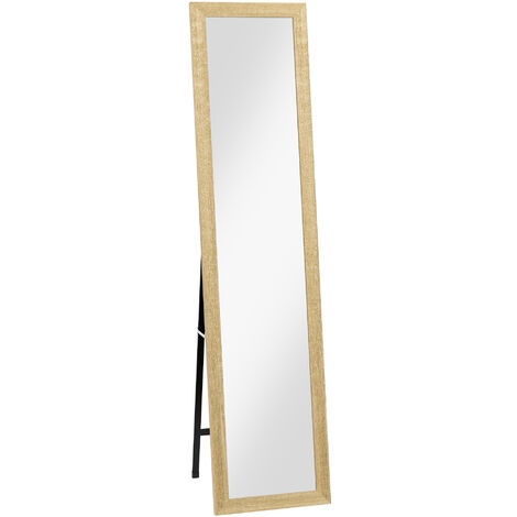 Homcom – Miroir sur pied et mural rectangulaire 37L x 40l x 157H cm – Piètement métal noir – Miroir pleine longueur pour vue globale