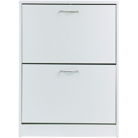Homcom – Meuble à chaussures blanc 60L x 24l x 80H cm – 2 portes abattantes – Panneau de particule – Rangement optimisé pour 12 paires