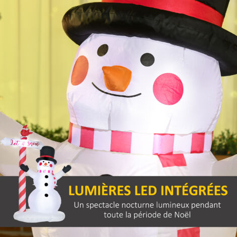 Décoration Gonflable - Bonhomme De Neige - 240cm - Lumineux à LED - 3