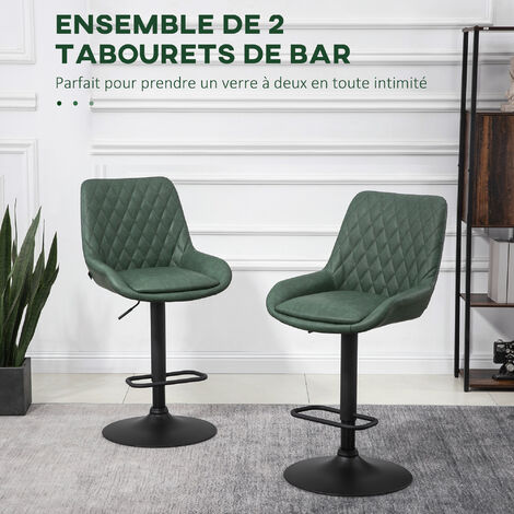 Chaise de bar vintage noire pied central réglable (lot de 2) - Made in  Meubles