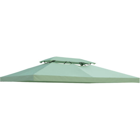 Outsunny – Toile de rechange pour tonnelle 3 x 4 m – Polyester haute densité 180 g/m² – Double toit ventilé – Couleur vert