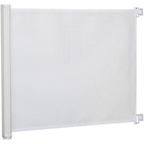 Pawhut – Barrière de sécurité rétractable automatique 1,15m x 0,83m – Métal et teslin haute densité – Installation facile avec accessoires inclus