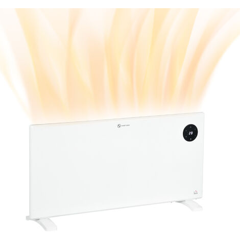 HOMCOM Chauffage électrique mural radiateur électrique infrarouge puissance  1000 W ou 2000 W minuterie 3 mode de chauffage réglable télécommande  blanc