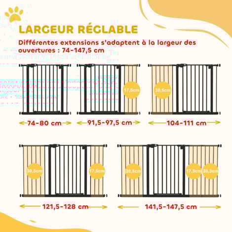 Barrière de sécurité longueur réglable porte double verrouillage sans perçage acier plastique noir